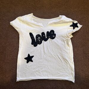 Sojara White “Love” Star Baby Tee – Size S